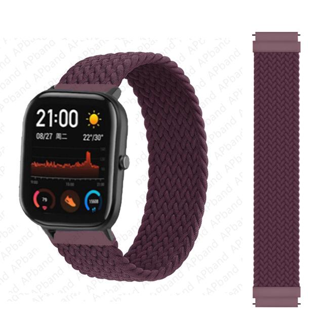 20mm 22mm Uhrenarmbänder für Amazfit GTS/4/3/2/2e/GTS2 Mini/GTR 4/3 pro/GTR2/2e/2 Geflochtenes Solo-Loop-Armband Amazfit bip 6 5 Band