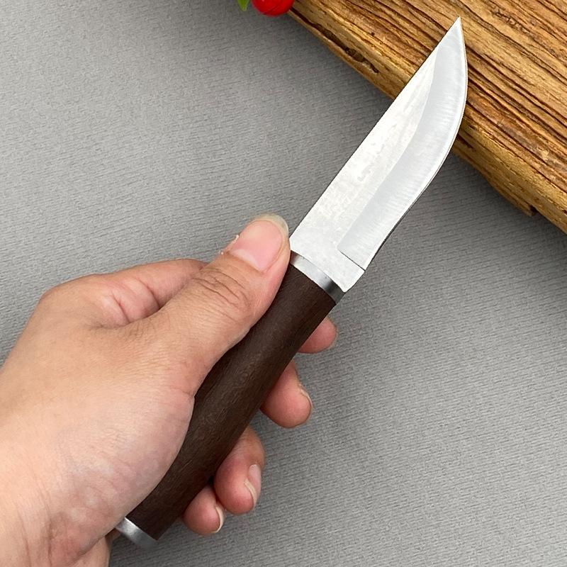 Nóż z drzewa różanego Stal nierdzewna 5Cr15 Proces rysowania Nóż kuchenny do siekania z osłonką Nóż do mięsa Narzędzia do owoców i grilla