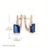 Boucles d'oreilles carrées scintillantes en pierre bleue pour femmes, bijoux de luxe pour fêtes de mariage et de tous les jours