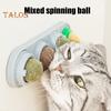 4Pcs Catnip Licking Balls Rotatable Wall Cat Edible Ball Toy with Natural Catnip Silvervine Safe Healthy Kitten Teeth Cleaning Dental Toy for Indoor