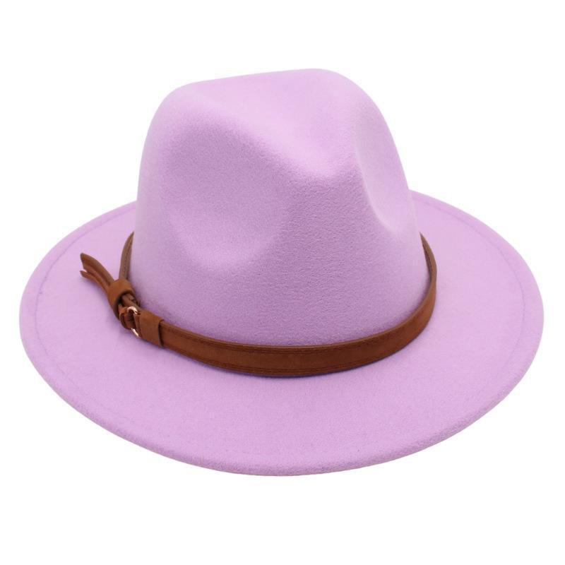 Gentleman'S Top Hat Vintage Jazz Hat Men'S And Women'S Elegant Felt Hat Belt Buckle Tweed Hat Light Luxury