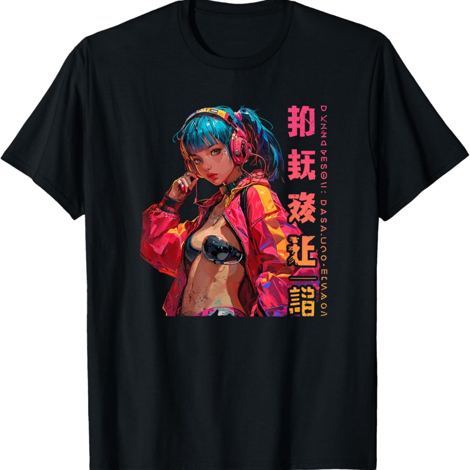 

Cyberpunk anime girl T-Shirt(23) XXXXXL чорний