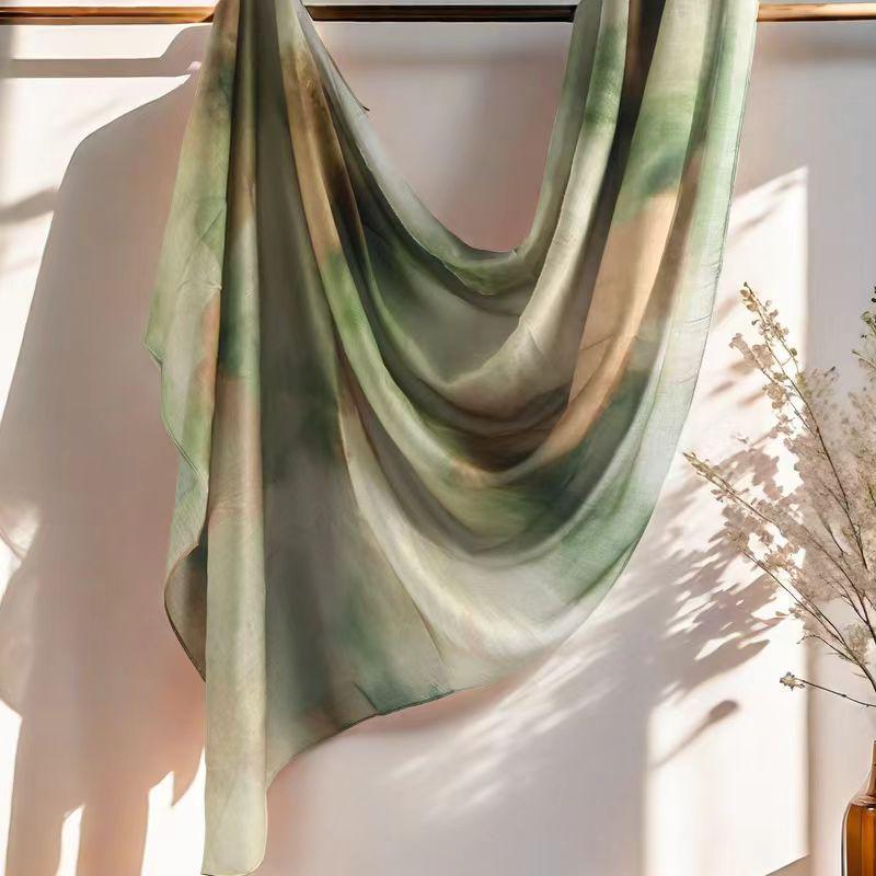 Ethnic Scarf: Modal Cotton Watercolor Print Shawl & Headscarf for Women