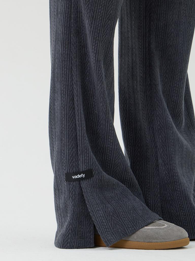 Beidipi Knit Cut-Out Bootcut Pants, Charcoal