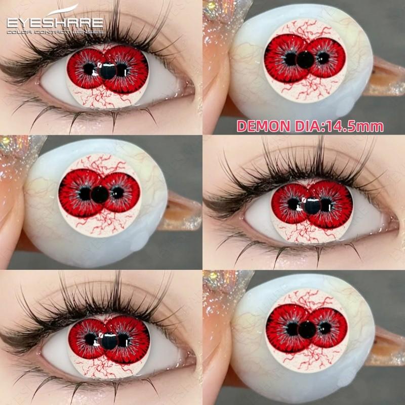 EYESHARE DEMON Red Cosplay Contact Lenses for Eyes Blood-red Pupils Halloween Eye Lens White/Black Softlens