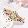 Fashion Retro Design Watches Flower Diamond Decoration Casual Quartz Wristwatches Elegant Ladies Clock Women