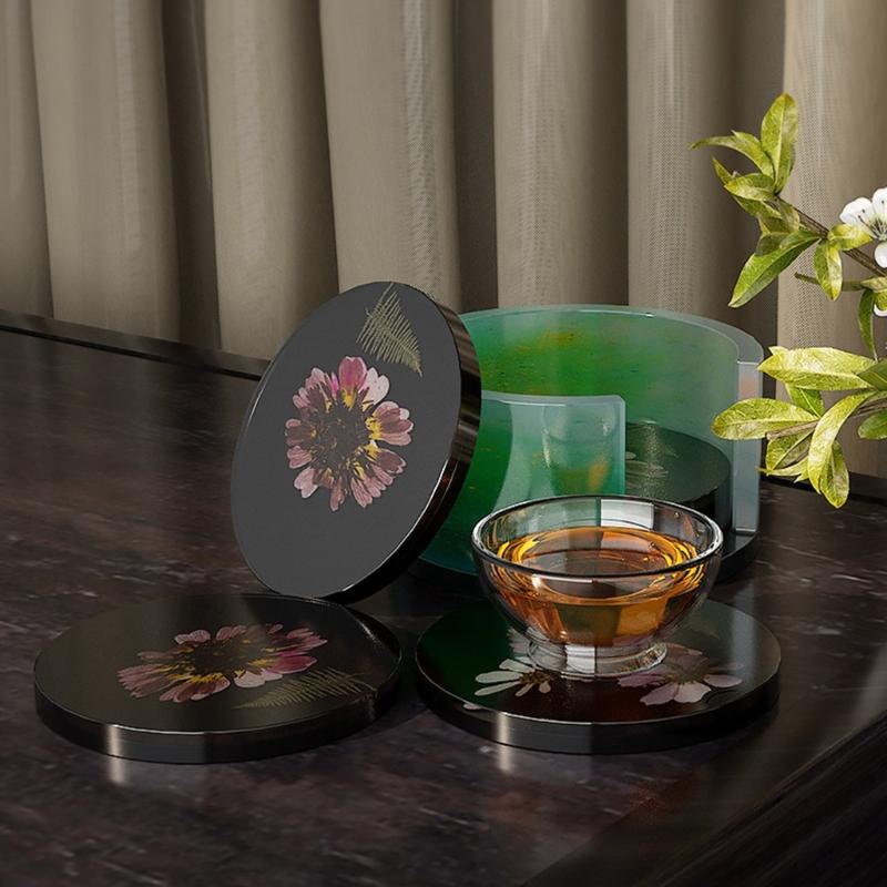 Coaster Resin Molds,Coaster Silicone Mold with Storage Box Mold,Epoxy Resin Molds for DIY Resin,Cups Mats,Home Decoratin