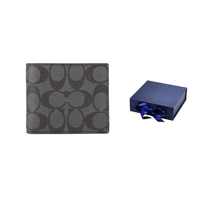COACH Men 3 IN 1 Wallet Charcoal/Black 74993-CQBK