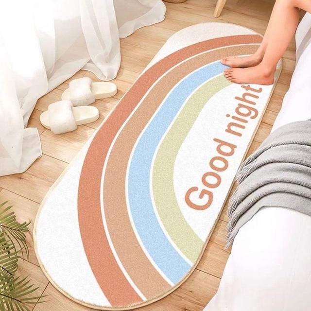 Rainbow Bedside Long Carpet Pattern Rainbow Carpets Non -Slip Living Room Floor Mat Stripe Nordic Area Rugs Bedroom Soft Mats