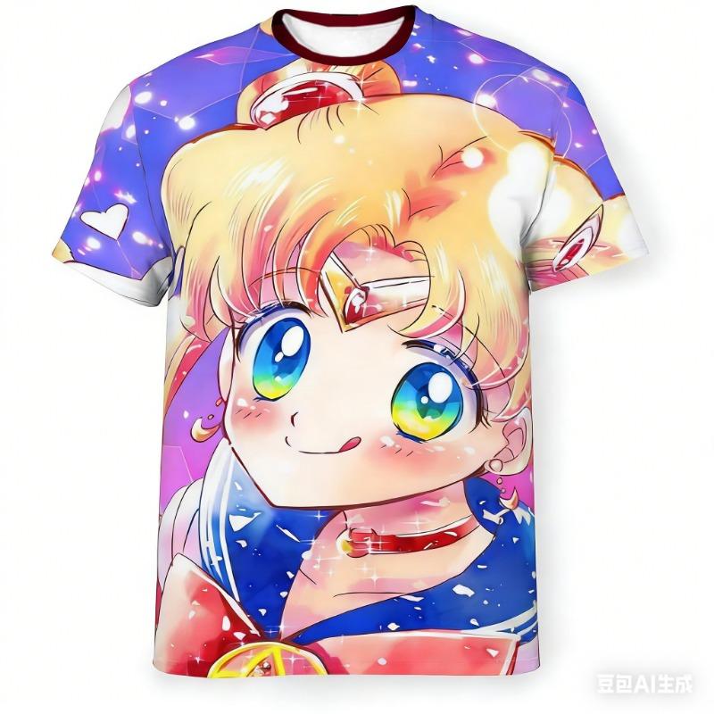 Sailor Moon Under The Moonlight! Adult and Kids 3D All-Over Print T-Shirt, Dreamy Harajuku Style Y2K Short Sleeve,Shorts Friend