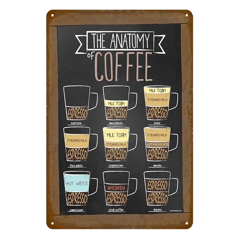 Hisun Tin Sign HD Tin Sign Vintage Coffee House Wall Decor Retro Coffee Shop Espresso Metal Poster for Kitchen Cafe Bar