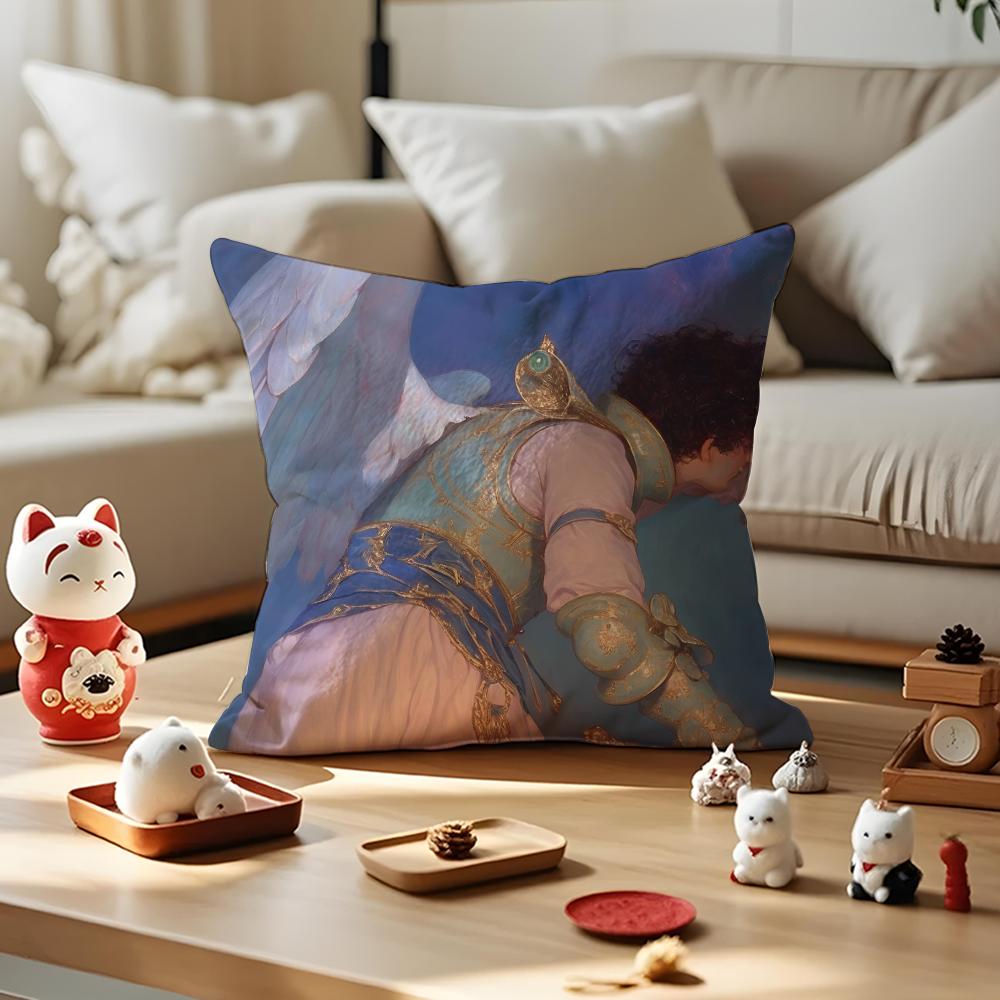 Angel Digital Art Cool Cushion Cover Anti-Dustmite Pillowcase Invisible Zipper Silky Short Plush Sofa Cushion Cover