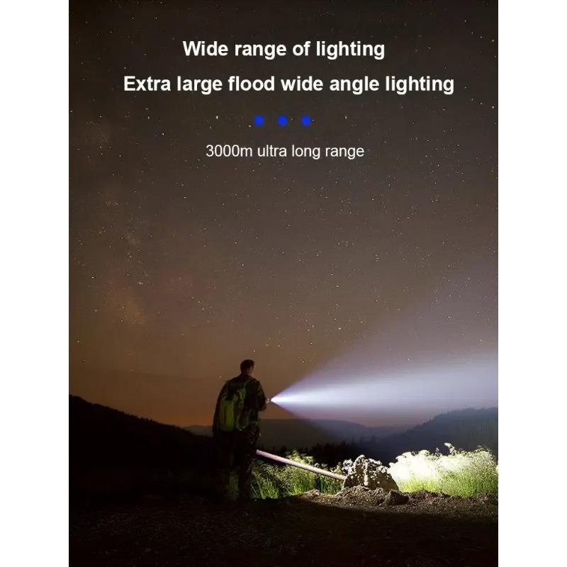 3000LM Super Bright White Laser Flashlight Type-C Rechargeable Small Handheld LED Spotlight for Outdoor Emergency Camping