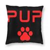 Pup Paw Red Square Pillowcase Polyester Linen Velvet Creative Zip Decor Throw Pillow Case Home Cushion Cover