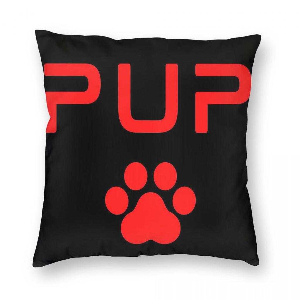 Pup Paw Red Square Pillowcase Polyester Linen Velvet Creative Zip Decor Throw Pillow Case Home Cushion Cover