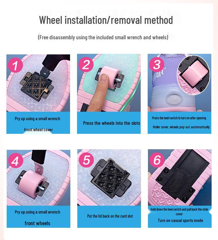 Girls' Two-Wheel Flashing Roller Skates - Mesh Sneakers for Kids