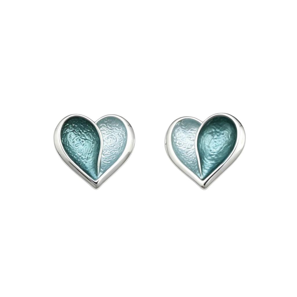 Hand-painted enamel color stud earrings love half color matching environmental protection alloy material design temperament earrings