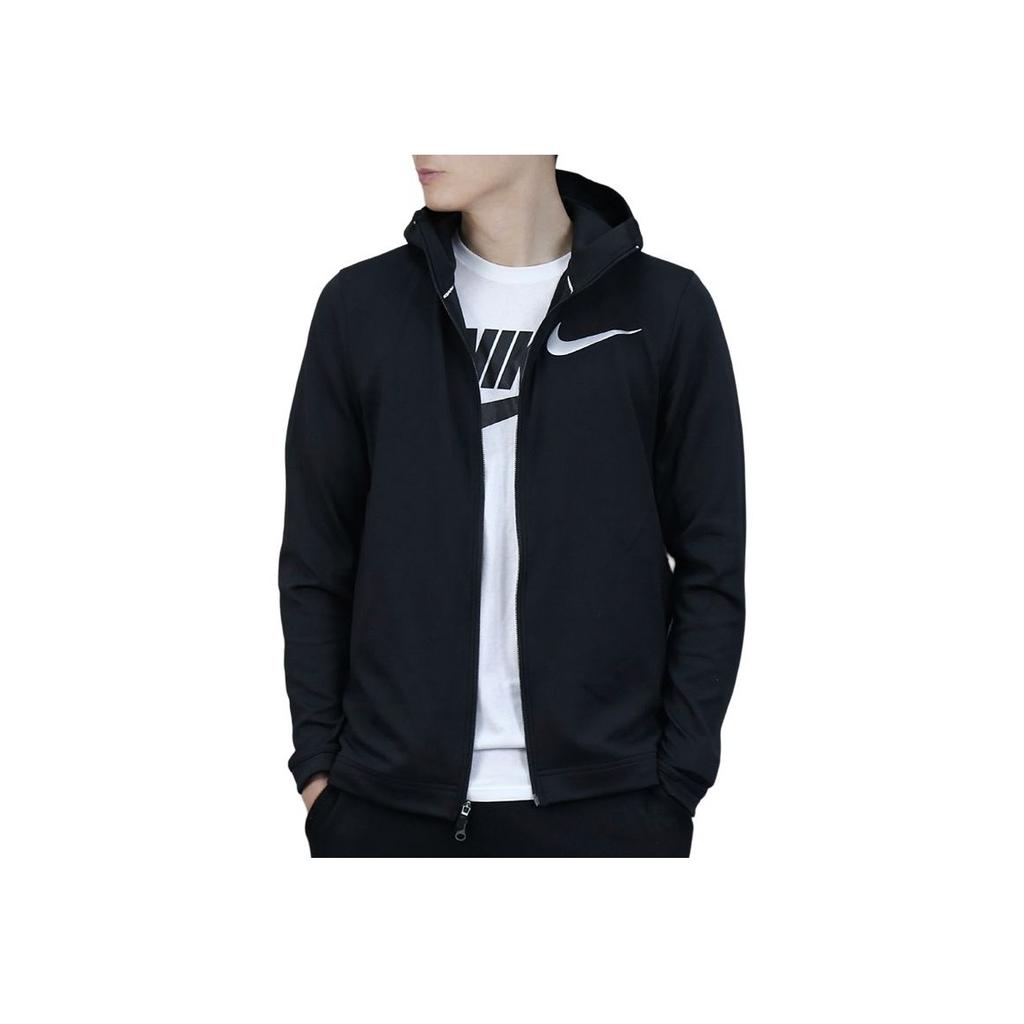 Nike Solid Color Logo Print Hooded Long Sleeve Jacket Men Jackets Black 856439-010