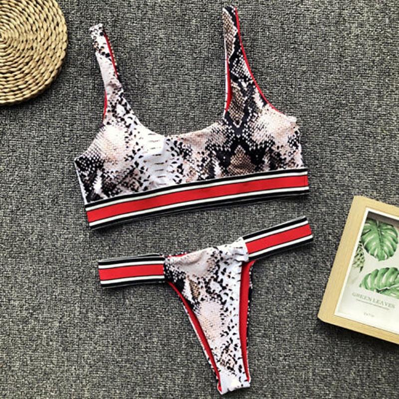 

Женский бандажный купальник бикини с подкладкой, стильная купальная одежда для беззаботных пляжных дней Serpentine,S