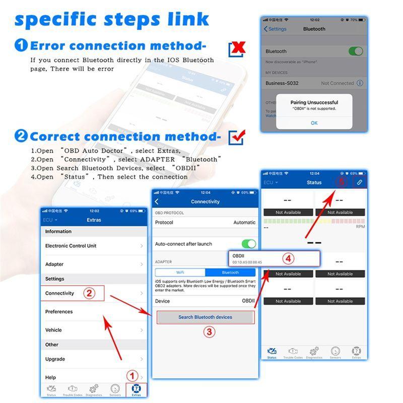 Efficientt-KONNWEI KW901 ELM327 V1.5 Bluetooth 5.0 ELM 327 V1 5 Auto OBD 2 Car Diagnostic Tools For Android/IOS OBDII OBD2 Scann