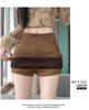 High Waist Retro Suede A-line Mini Skirt for Women