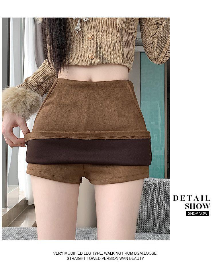 High Waist Retro Suede A-line Mini Skirt for Women