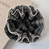 Retro Large Double Layer Plaid Lace Hair Scrunchies Brown Headbands Womens Elegant Hair Tie Girl Hair Rope Rubber Band Headdress