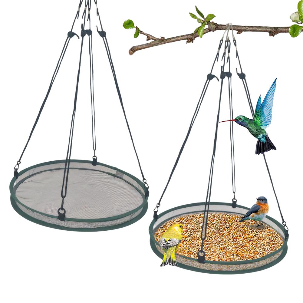 2er-Pack Vogelsamen-Auffangschalen Hängender Futterspender Hängender Reifen Plattform Outdoor-Vogelfütterungszubehör