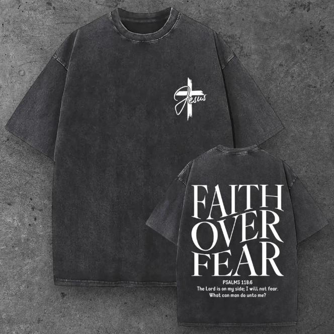 Unisex Faith Over Fear Oversized T Shirt Black Christian Streetwear S-2XL S разноцветный