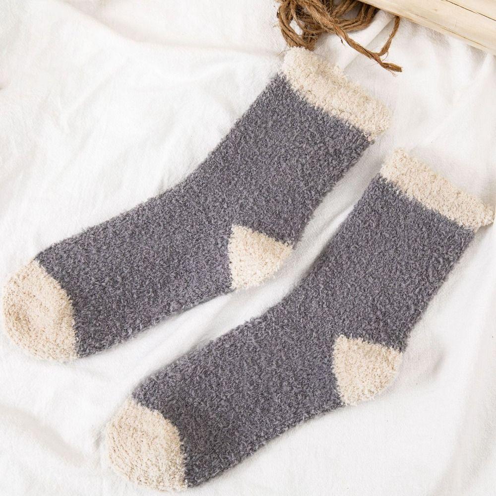5Pairs Winter Floor Plush Socks Thickened Warm Boat Socks Women Kawaii Coral Fleece Socks  Autumn