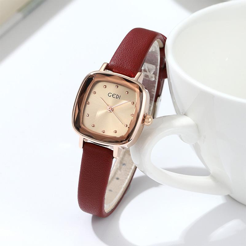 Retro Small Square Dial Student Watch Women'S Simple Style Small Dial Belt Watch Quartz Watch