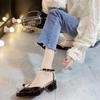 Fashion 2024 Baotou Sandals Women's New Summer Fairy Style Middle Heel Shoes Women Sandals Women's New Summer Heel Sandales Women Shoes