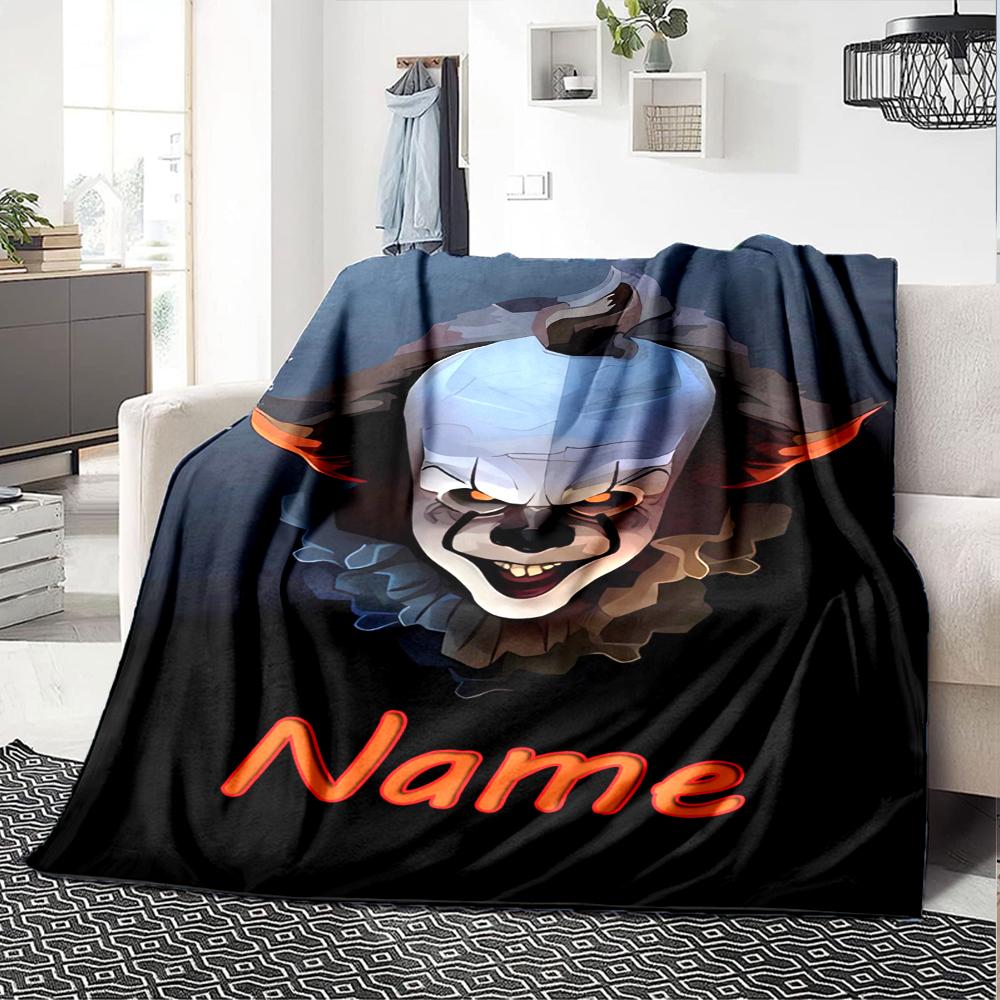Customiz Name Personality Pennywise the Dancing Clown Blanket Soft &Warm Sofa Office Bed Travel Lunch Break Blanket, Gift Suitable All Seasons