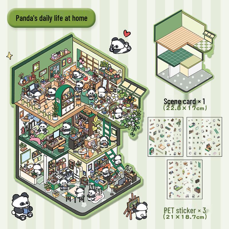 Three-Layer 3D Cartoon Miniature Scene Stickers - Cute DIY Decompression Decals