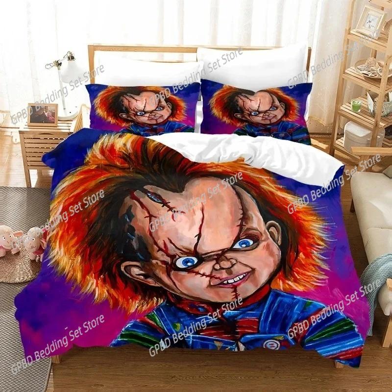 Comforter Horror Movie Child Of Play Chucky Bedding Set 3D Printed Suitable For Bedroom Kids Home Textile