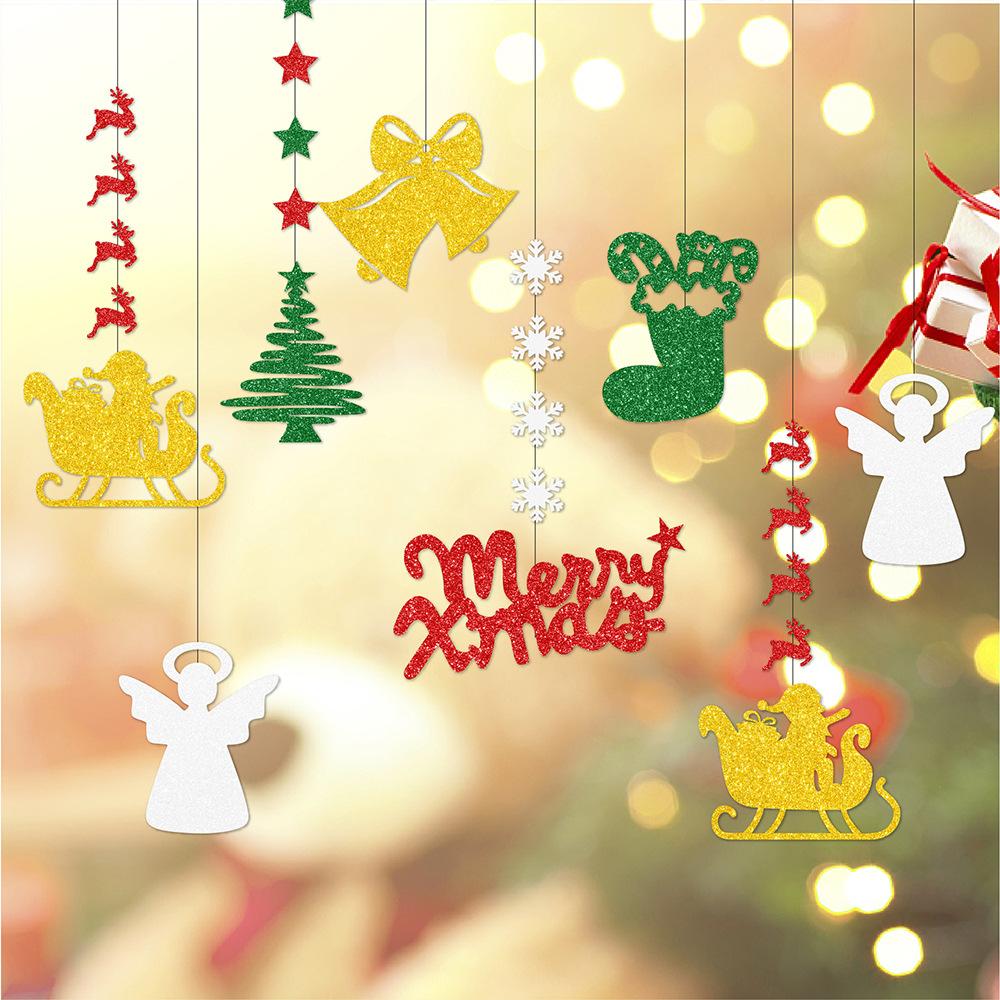 12pcs Christmas Decorations Decals Pendants Bells Reindeer Angels Christmas Tree Ornaments Hanging Decorations Atmosphere Setting Props