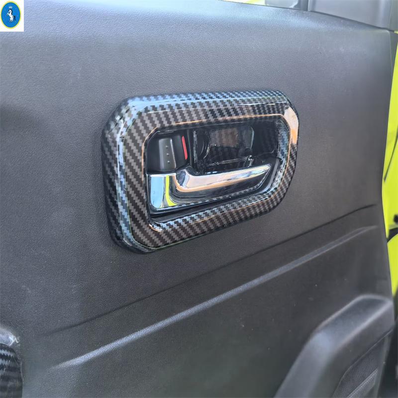 Carbon Fiber Look Inner Car Door Pull Doorknob Handle Hand-clasping Bowl Cover Trim ABS Accessories For Suzuki Jimny - 2025
