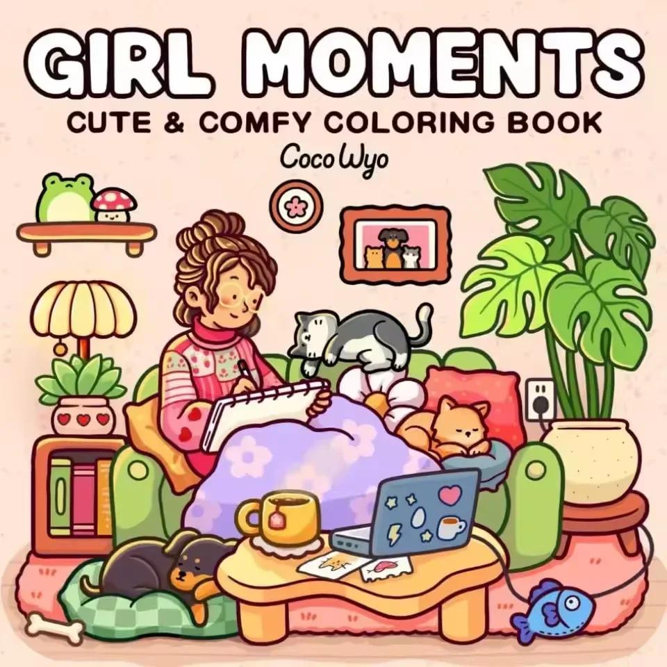 Non-Toxic New Cozy Atmosphere Relaxing Coloring Book For Adults And Teens Bold Easy-To-Follow Patterns And Children Moments
