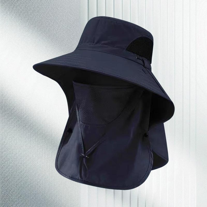 

Летняя солнцезащитная рыболовная кепка Летний солнцезащитный козырек Открытый досуг Маска для лица Защита от комаров Альпинистская рыболовная кепка one size fits all тёмно-синий