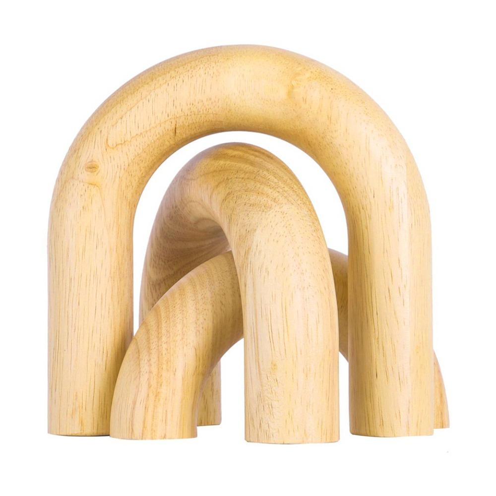 Modern Decorative Wood Arc Ornament Hand-carved Unique Arched Wooden Model Handmade Arch Craft Ornament Coffee Table