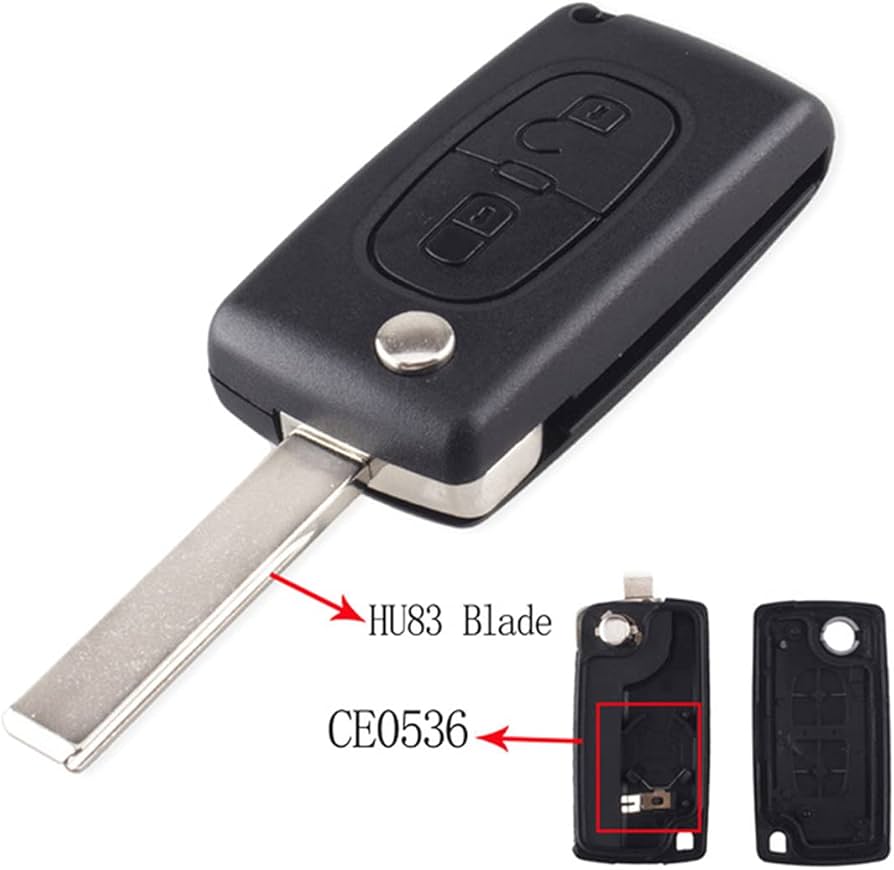 Replacement 2 button flip key fob case 0536 Peugeot 307 207 308 3008 5008 Partner HU83