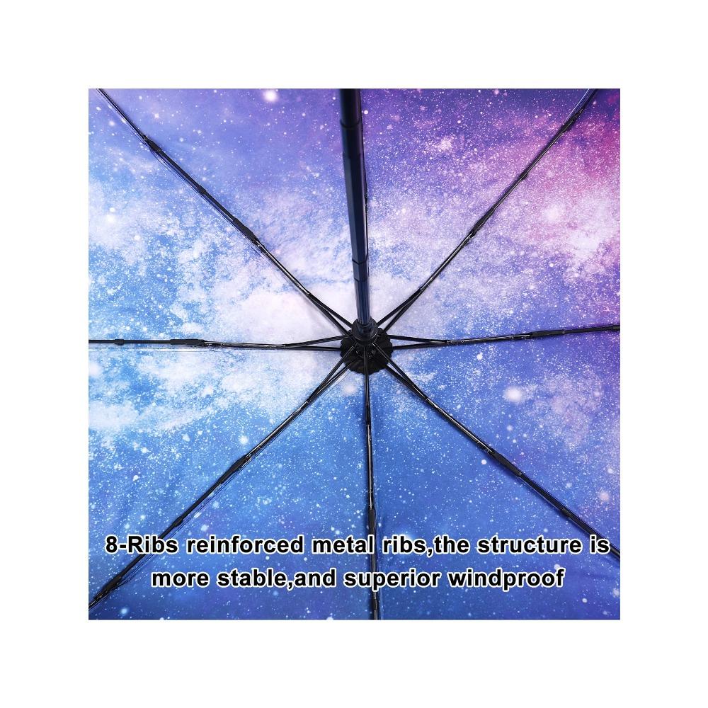 Automatic 8 Ribs Windproof Automatic Umbrella Starry Sky Retro Men Folding Travel Female Black UV Protection Coating Umbrella