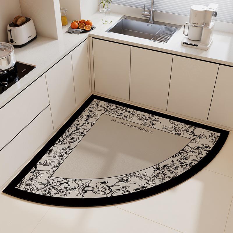 

Нескользящий водонепроницаемый кухонный коврик для пола: Бесстираемый, Маслостойкий, Абсорбирующий Угловой Коврик из Диатомовой Земли 100x100cm - Floor Protector