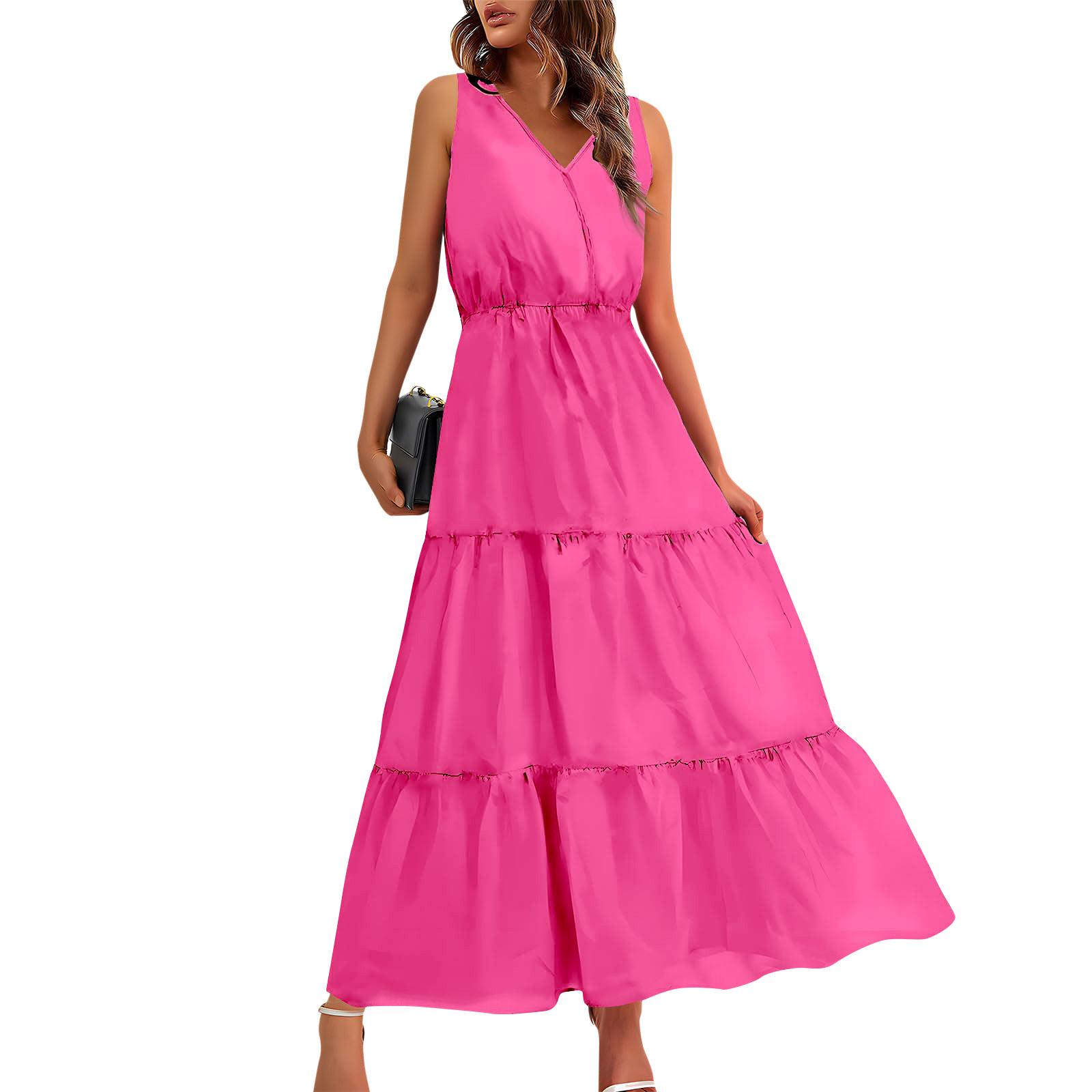 

Женские струящиеся платья Женские летние платья Повседневные длинные платья без рукавов Милые длинные платья с цветочным принтом XL киноварь