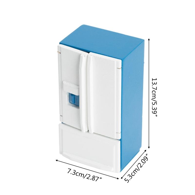 2.87x2.1x5.4in Mini Double Door Refrigerator Decor Girls Decorative Ornaments Toy Portable Exquisite Appearance Supplies