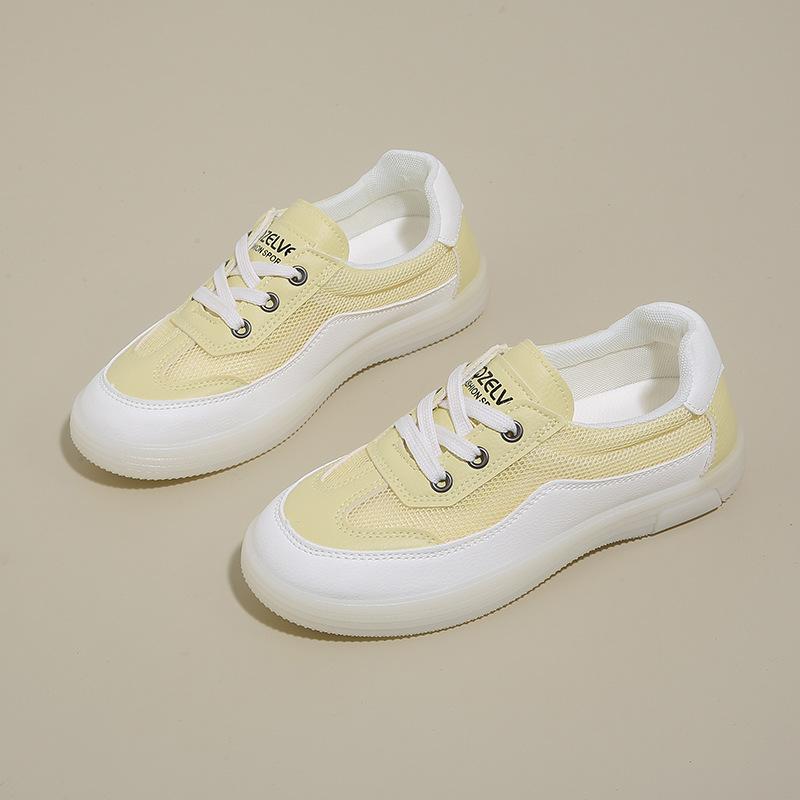 

Summer new Korean breathable little white shoes female students through the net versatile casual sports board shoes -8 40 жёлтый