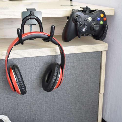 YYST Desk Mount Game Controller Holder Clamp-on Hanger Holder Storage Rack for PS3/PS4/PS5/Xbox 360/Xbox One/S/X/Elite/Series S/Series X Controller, P