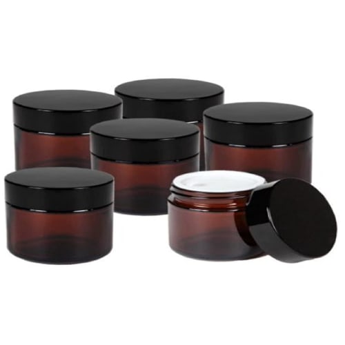 dilib Cream Containers, 20g, Set of 6, Light-Proof Hand Cream Containers, Amber Glass Bottles, Refillable, Storage, Brown (Brown, 20g)