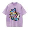 Cute Anime Dark Magician Girl T-shirt Y2k Washed Oversized T Shirt Men's Clothing Summer Short Sleeve Tops