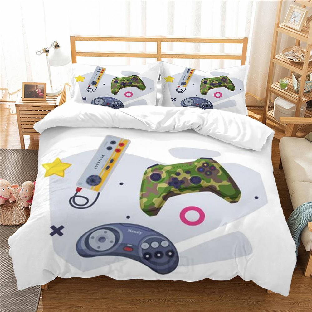 Set husă de cuvertură 3D Gamepad cu imprimare husă de pilota Poliester Textile pentru casa Băieți Fete Față de pernă de o singură dimensiune